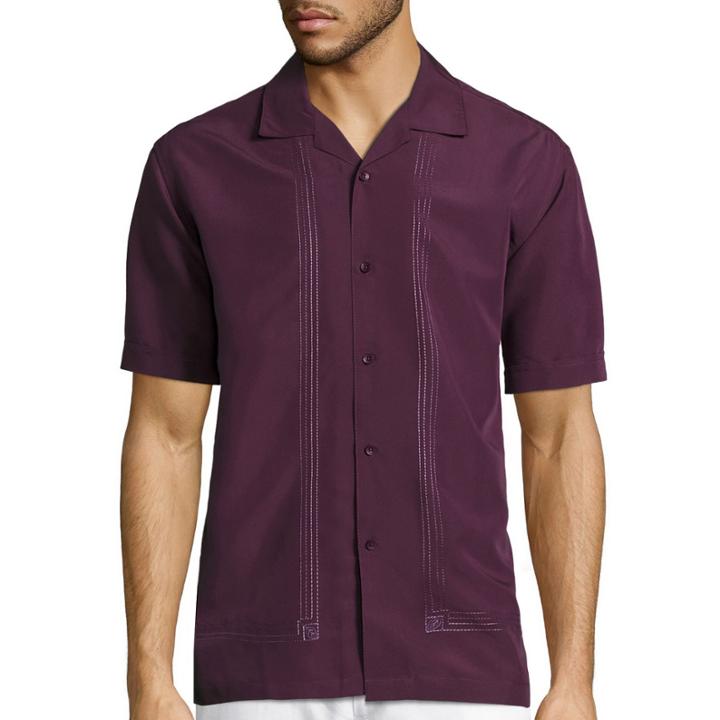 The Havanera Co. Short-sleeve Embroidered Button-front Shirt