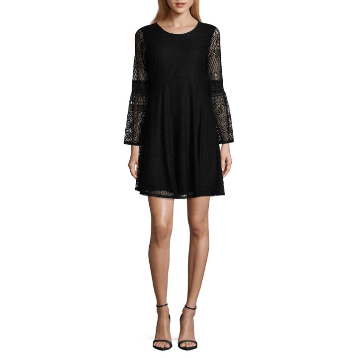 My Michelle Long Sleeve Skater Dress-juniors
