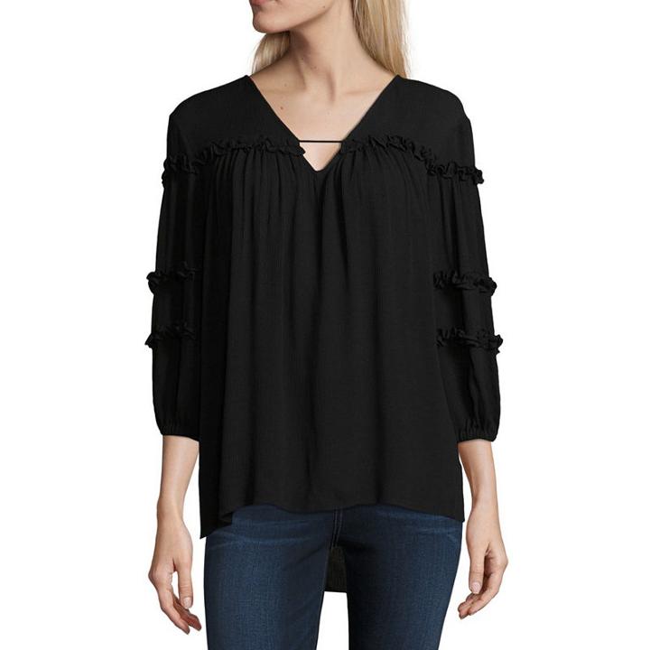 A.n.a 3/4 Sleeve Balloon Sleeve Peasant Top