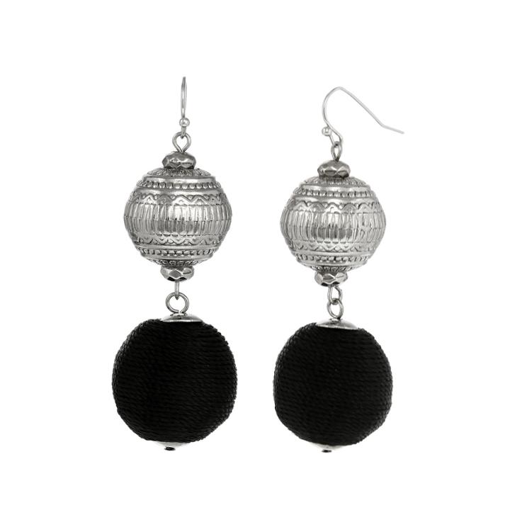 El By Erica Lyons El By El Black Silver Drop Earrings