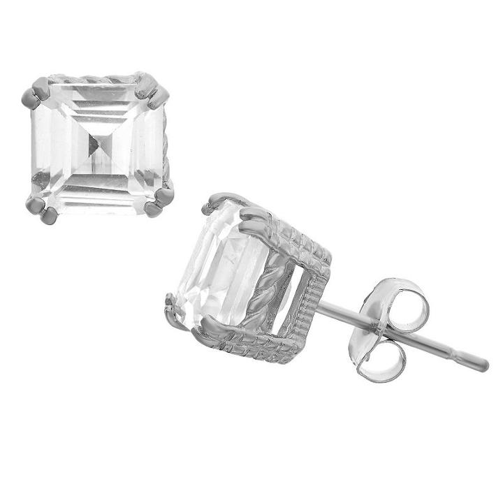 Lab Created White Sapphire 14k White Gold 6.1mm Stud Earrings