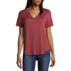 A.n.a Short Sleeve Split Crew Neck Camouflage T-shirt-womens