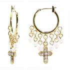 1928 Religious Jewelry Clear Cross Chandelier Earrings