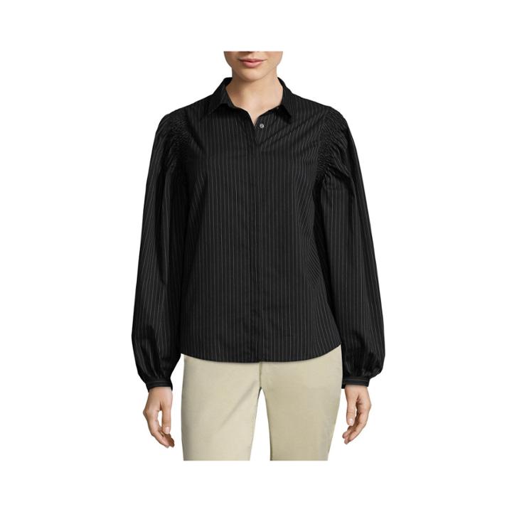 Worthington Smocked Shoulder Button Front Shirt