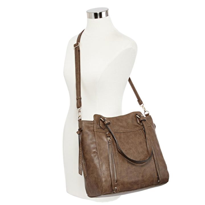 Louis Cardy Front Zipper Detailed Tote Bag