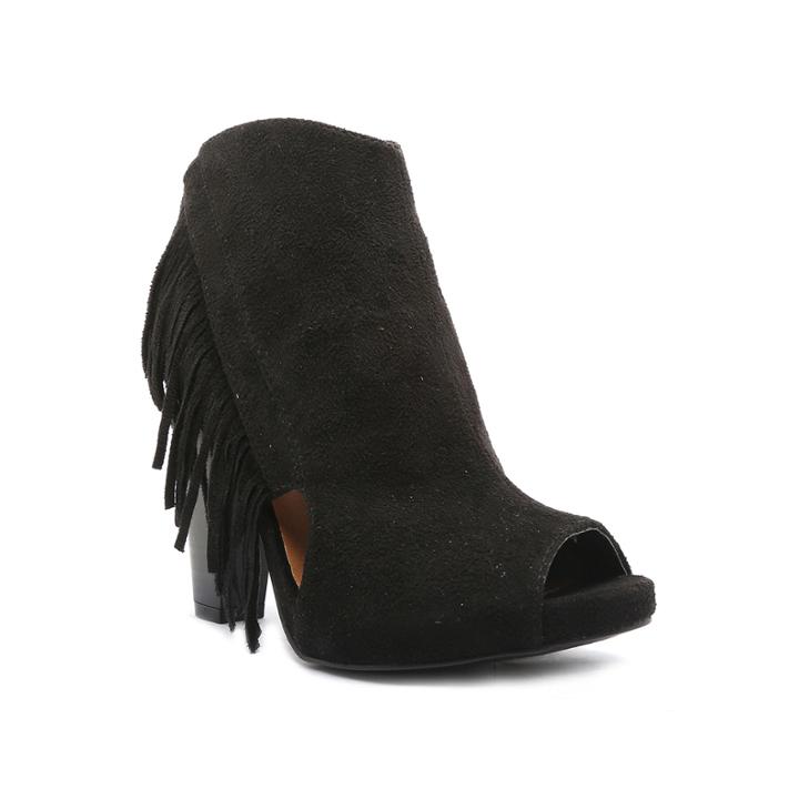 Qupid Bailey Fringe Peep Toe Booties
