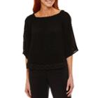 Sag Harbor Fiesta Elbow Sleeve Off Shoulder Sleeve Solid Peasant Top