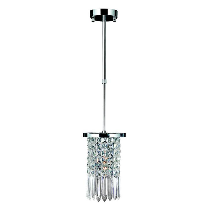 Torrent Collection 1 Light Mini Chrome Finish Andclear Crystal Round Pendant