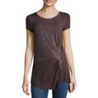 A.n.a Short Sleeve Knot Front Top