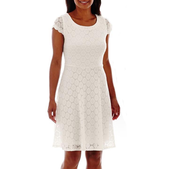 Rn Studio By Ronni Nicole Cap-sleeve Eyelet Fit-and-flare Dress