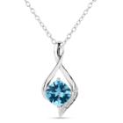 Sterling Silver Blue And White Genuine Topaz Pendant Necklace Featuring Swarovski Genuine Gemstones