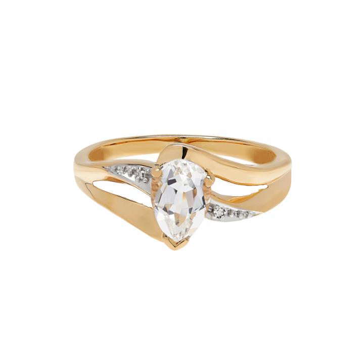 Genuine White Topaz And Diamond-accent 10k Yellow Gold Ring