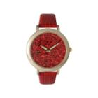 Olivia Pratt Womens Colored Metallic Stone Dial Red Leather Watch 26359red