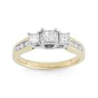 1 Ct. T.w. Diamond 14k Yellow Gold Princess-cut 3-stone Bridal Ring