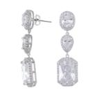 Cz By Kenneth Jay Lane 3-stone Drop Earrings