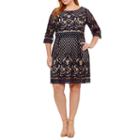 Danny & Nicole 3/4 Sleeve Floral Sheath Dress-plus