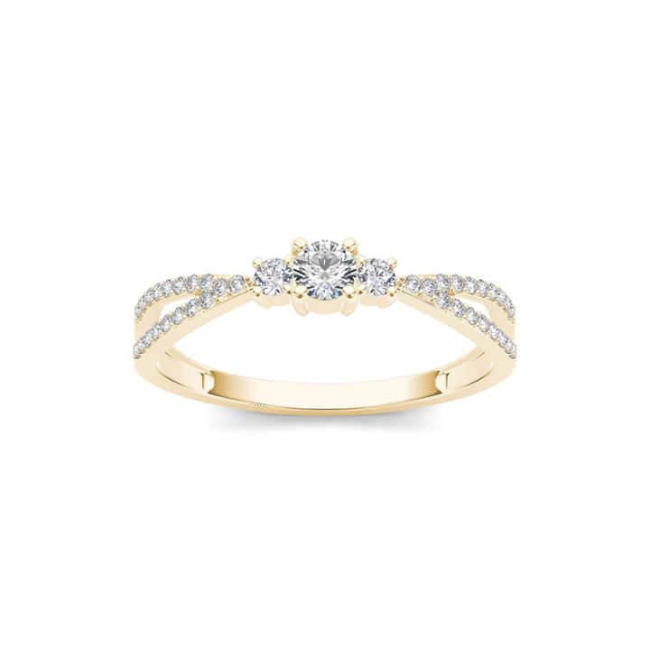 1/4 Ct. T.w. Diamond 10k Yellow Gold 3-stone Engagement Ring