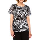 Alfred Dunner 3/4 Sleeve V Neck T-shirt-womens
