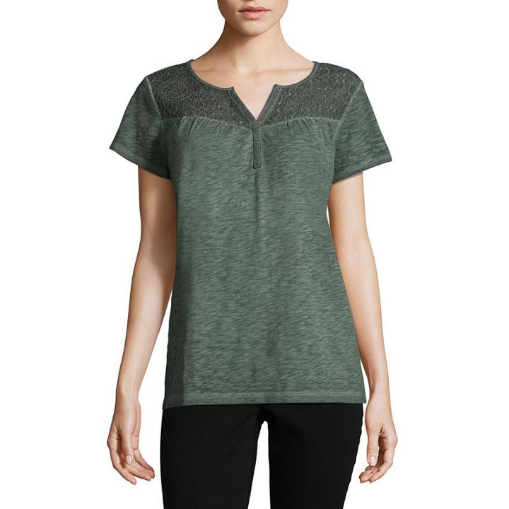 St. John's Bay Short Sleeve Round Neck T-shirt-womens Petites