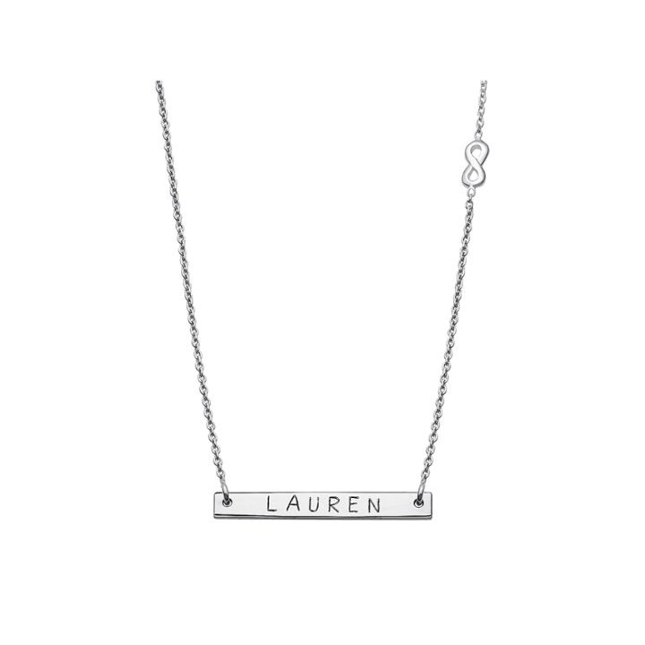 Personalized Sterling Silver Infinity Charm Name Bar Necklace
