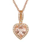 Womens Simulated Pink Morganite 14k Rose Gold Over Silver Heart Pendant Necklace