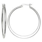 Silver Reflections Silver Plated 40mm Round Knife Cut Pure Silver Over Brass 40mm Round Hoop Earrings