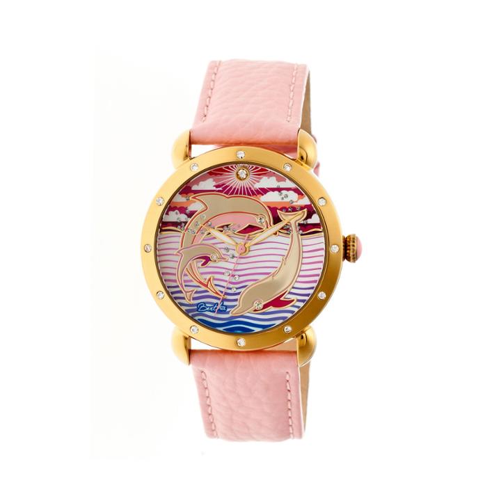 Bertha Womens Estella Mother-of-pearl Light Pink Leather-band Watchbthbr5104
