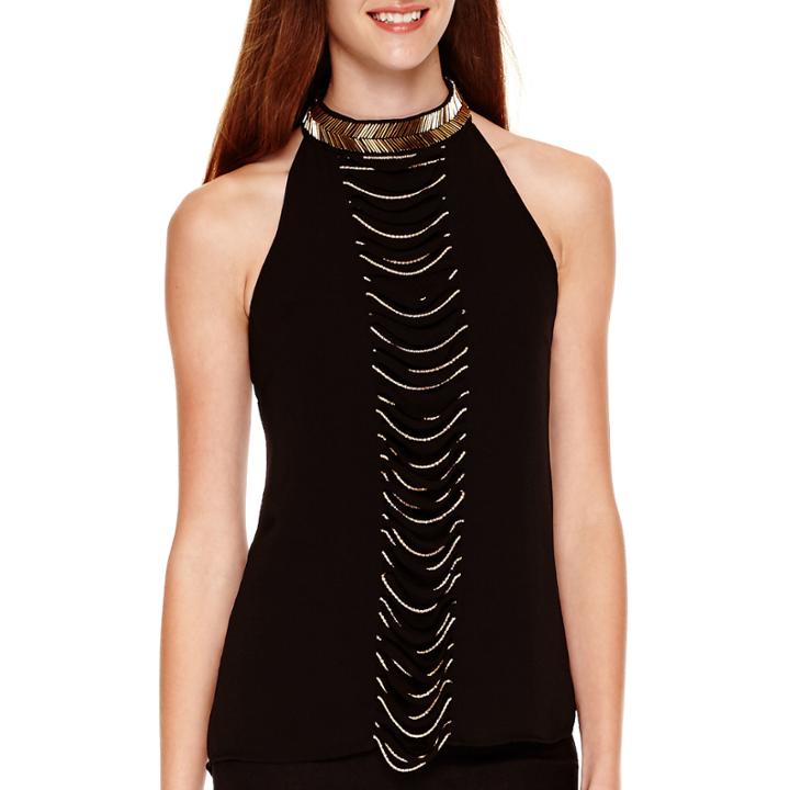 Xoxo Sleeveless Chain-neck Embellished Top