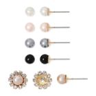 Vieste Crystal And Simulated Pearl Silver-tone 5-pr. Earring Set And Jacket