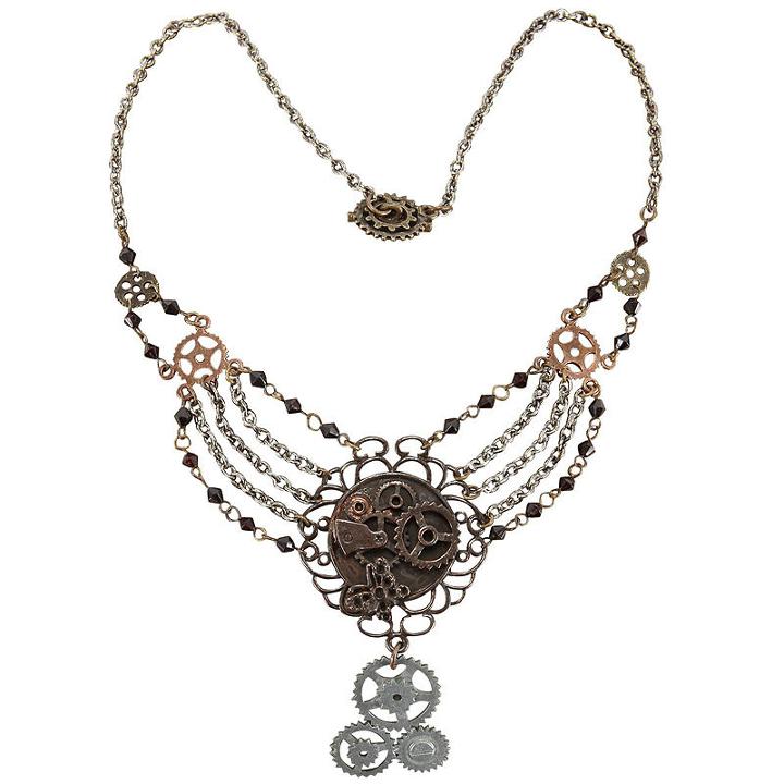 Steampunk Gear Chain Antique Necklace