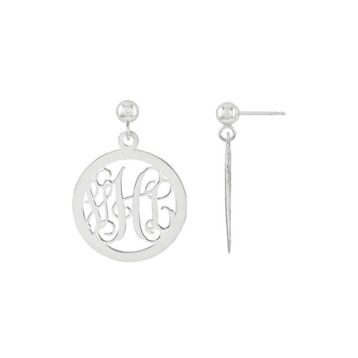 Sterling Silver Personalized Monogram Circle Earrings
