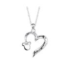 Disney Mickey Mouse Sterling Silver Openwork Heart Pendant Necklace