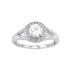 Womens Diamond Accent Genuine White Topaz Sterling Silver Halo Ring
