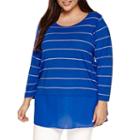 A.n.a 3/4 Sleeve V Neck T-shirt-womens Plus