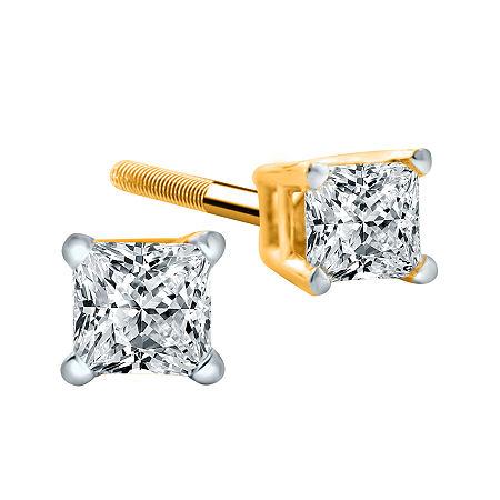 1/2 Ct. T.w. Diamond 14k Yellow Princess-cut Stud Earrings