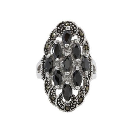 City X City Black Crystal & Marcasite Cluster Ring