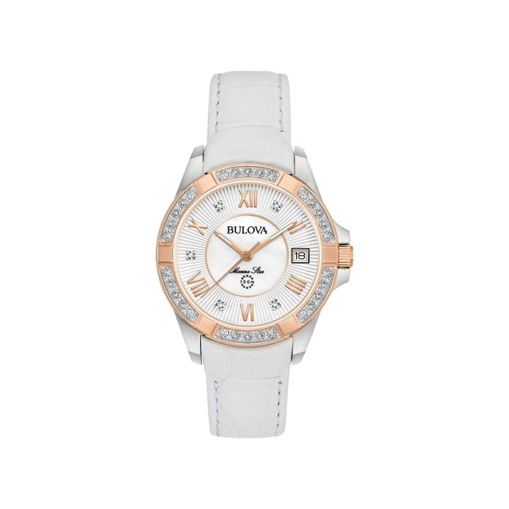 Bulova Womens White Strap Watch-98r233