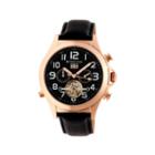 Heritor Automatic Adams Mens Skeleton Black Leather Watch