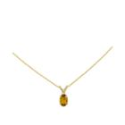 Genuine Yellow Citrine Diamond-accent 14k Yellow Gold Birthstone Pendant Necklace