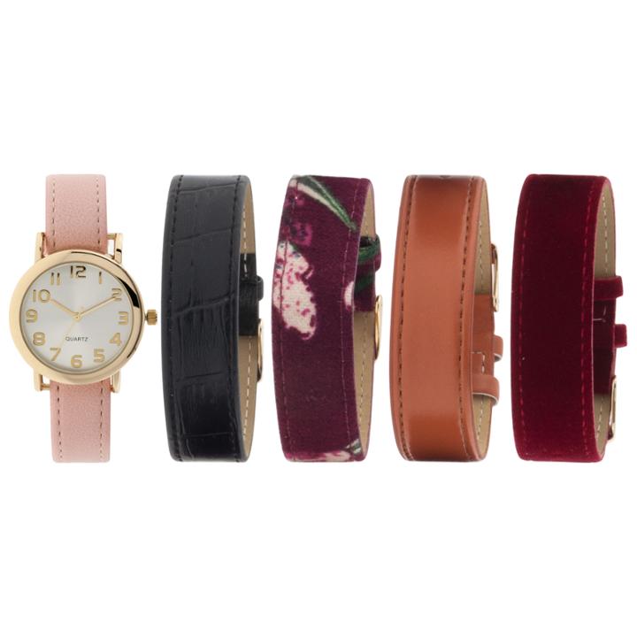 Interchangeable Band Womens Multicolor 5-pc. Watch Boxed Set-jcp2989sst