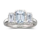 Genuine Aquamarine & Diamond Accent Ring