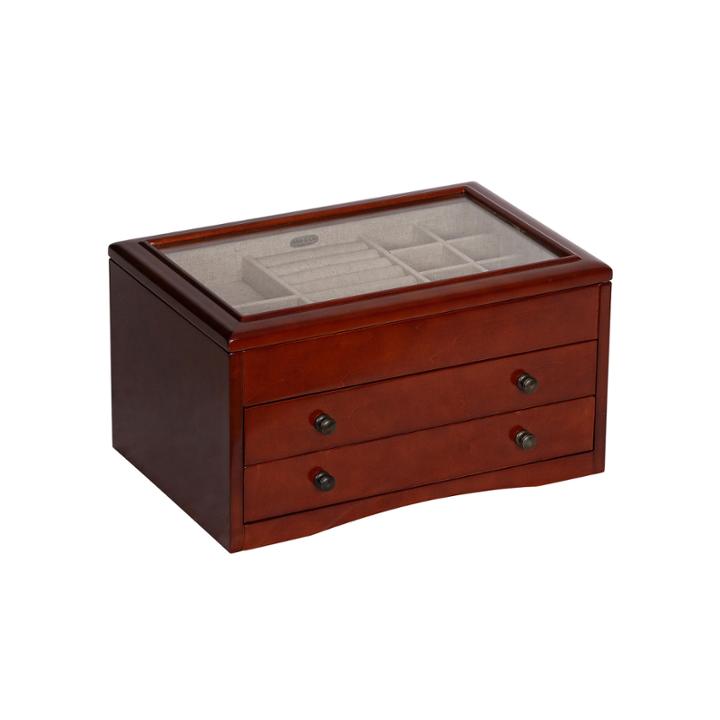 Mele & Co. Walnut Glass Top Jewelry Box
