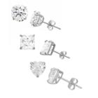 White Sapphire Sterling Silver 5mm Square Stud Earrings