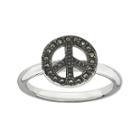 Personally Stackable Marcasite Sterling Silver Peace Sign Ring