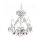 Wrought Iron And Crystal Floral Chandelier With Pink Crystal Hearts