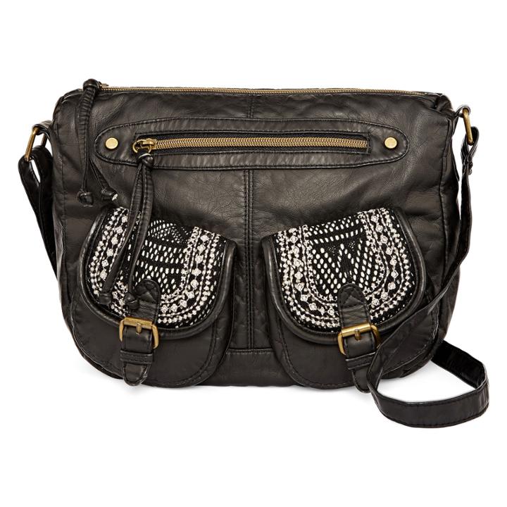 T-shirt & Jeans&trade; Washed Mini Flap Crochet Hobo Bag