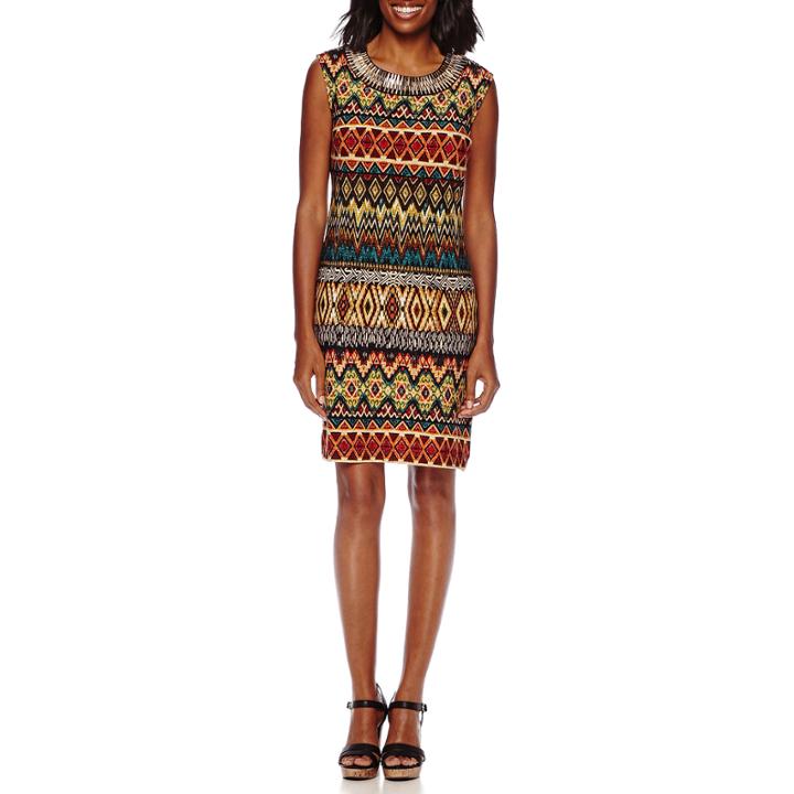 Studio 1 Sleeveless Tribal Sheath Dress