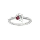 Lab-created Ruby And Diamond-accent Sterling Silver Stackable Dolphin Ring