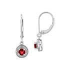 Lab-created Red Ruby And Diamond Accent Drop Earrings In Sterling Silver