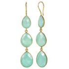 Green Quartz 14k Gold Over Silver Drop Earrings